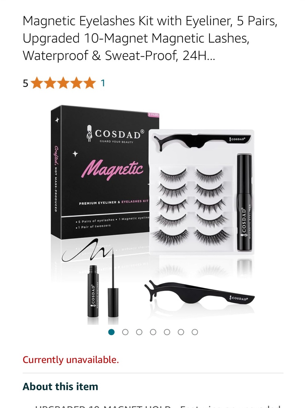 Magnetic Eyelashes Kit with Black Lashes & Eyeliner